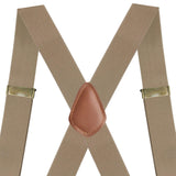Maxbell 3xSuspenders for Men Heavy Duty Suspenders Adjustable Casual 3.5cm Wide Braces Beige