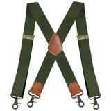 Maxbell 2xSuspenders for Men Heavy Duty Suspenders Adjustable Casual 3.5cm Wide Braces Green