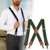 Maxbell 3xSuspenders for Men Heavy Duty Suspenders Adjustable Casual 3.5cm Wide Braces Green