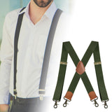 Maxbell 2xSuspenders for Men Heavy Duty Suspenders Adjustable Casual 3.5cm Wide Braces Green