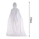 Maxbell 2xHalloween Cosplay Long Hooded Cloak Cape Sturdy Accessory for Dress up Party 170cm White