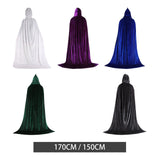 Maxbell 2xHalloween Cosplay Long Hooded Cloak Cape Sturdy Accessory for Dress up Party 170cm White