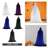 Maxbell 2xHalloween Cosplay Long Hooded Cloak Cape Sturdy Accessory for Dress up Party 170cm White