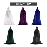 Maxbell 2xHalloween Cosplay Long Hooded Cloak Cape Sturdy Accessory for Dress up Party 170cm White