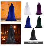 Maxbell 2xHalloween Cosplay Long Hooded Cloak Cape Sturdy Accessory for Dress up Party 170cm White