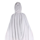 Maxbell 2xHalloween Cosplay Long Hooded Cloak Cape Sturdy Accessory for Dress up Party 170cm White