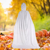 Maxbell 2xHalloween Cosplay Long Hooded Cloak Cape Sturdy Accessory for Dress up Party 170cm White