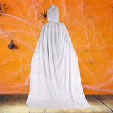Maxbell 2xHalloween Cosplay Long Hooded Cloak Cape Sturdy Accessory for Dress up Party 170cm White