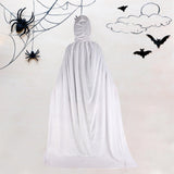 Maxbell 2xHalloween Cosplay Long Hooded Cloak Cape Sturdy Accessory for Dress up Party 170cm White