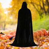 Maxbell 2xKids Halloween Cosplay Long Hooded Cloak Cape Accessory for Prop Photography 90cm Black
