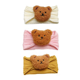 Maxbell Baby Headband with Bear Decor Children Wide Headbands Cute Headwear Hairband Pink