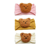 Maxbell Baby Headband with Bear Decor Children Wide Headbands Cute Headwear Hairband Pink