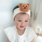 Maxbell Baby Headband with Bear Decor Children Wide Headbands Cute Headwear Hairband Beige