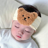 Maxbell Baby Headband with Bear Decor Children Wide Headbands Cute Headwear Hairband Beige