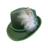 Maxbell 2xMens Fedora Hat Cosplay Casual Fashion Trilby Hat Feather Decorated Jazz Hat Style 2 Green