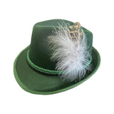 Maxbell 2xMens Fedora Hat Cosplay Casual Fashion Trilby Hat Feather Decorated Jazz Hat Style 2 Green