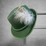 Maxbell 2xMens Fedora Hat Cosplay Casual Fashion Trilby Hat Feather Decorated Jazz Hat Style 2 Green