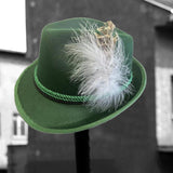 Maxbell 2xMens Fedora Hat Cosplay Casual Fashion Trilby Hat Feather Decorated Jazz Hat Style 2 Green