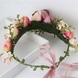Maxbell Floral Crown Headpiece Garland Headbands for Vacation Wedding Festival Party Pink