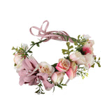 Maxbell Floral Crown Headpiece Garland Headbands for Vacation Wedding Festival Party Pink