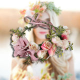 Maxbell Floral Crown Headpiece Garland Headbands for Vacation Wedding Festival Party Pink