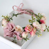Maxbell Floral Crown Headpiece Garland Headbands for Vacation Wedding Festival Party Pink