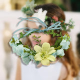Maxbell Floral Crown Headpiece Garland Headbands for Vacation Wedding Festival Party Green