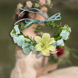 Maxbell Floral Crown Headpiece Garland Headbands for Vacation Wedding Festival Party Green