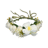 Maxbell Floral Crown Headpiece Garland Headbands for Vacation Wedding Festival Party Beige