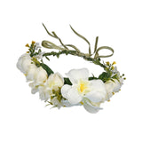 Maxbell Floral Crown Headpiece Garland Headbands for Vacation Wedding Festival Party Beige