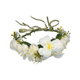 Maxbell Floral Crown Headpiece Garland Headbands for Vacation Wedding Festival Party Beige
