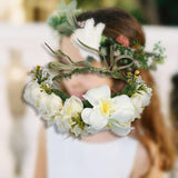 Maxbell Floral Crown Headpiece Garland Headbands for Vacation Wedding Festival Party Beige