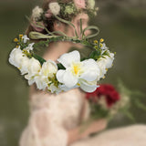 Maxbell Floral Crown Headpiece Garland Headbands for Vacation Wedding Festival Party Beige