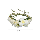 Maxbell Floral Crown Headpiece Garland Headbands for Vacation Wedding Festival Party Beige