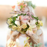 Maxbell Floral Crown Headpiece Garland Headbands for Vacation Wedding Festival Party Pink Yellow