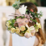Maxbell Floral Crown Headpiece Garland Headbands for Vacation Wedding Festival Party Pink Yellow