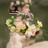 Maxbell Floral Crown Headpiece Garland Headbands for Vacation Wedding Festival Party Pink Yellow