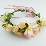 Maxbell Floral Crown Headpiece Garland Headbands for Vacation Wedding Festival Party Pink Yellow