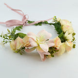 Maxbell Floral Crown Headpiece Garland Headbands for Vacation Wedding Festival Party Pink Yellow