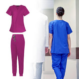 Maxbell 2xWomen Scrubs Set Durable Multipurpose for SPA Cosmetology Nurse Work Uniform XS Rose Red