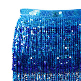 Maxbell 4xGlitter Belly Dance Hip Skirt Tassel Scarf for Stage Performance Rumba Samba Blue