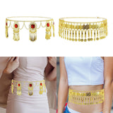 Maxbell 4xTassel Waist Chain Metal Belt Trendy Belly Chain for Props Halloween Wedding Red Gold