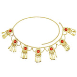 Maxbell 5xTassel Waist Chain Metal Belt Trendy Belly Chain for Props Halloween Wedding Red Gold