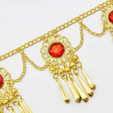 Maxbell 5xTassel Waist Chain Metal Belt Trendy Belly Chain for Props Halloween Wedding Red Gold