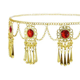 Maxbell 3xTassel Waist Chain Metal Belt Trendy Belly Chain for Props Halloween Wedding Red Gold