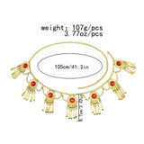 Maxbell 3xTassel Waist Chain Metal Belt Trendy Belly Chain for Props Halloween Wedding Red Gold