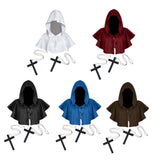 Maxbell 3xHalloween Death Cape Cowl Costume Hooded Poncho for Unisex Adults Women Men White
