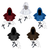Maxbell 2xHalloween Death Cape Cowl Costume Hooded Poncho for Unisex Adults Women Men White