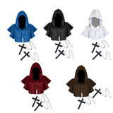 Maxbell 4xHalloween Death Cape Cowl Costume Hooded Poncho for Unisex Adults Women Men White