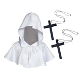 Maxbell 4xHalloween Death Cape Cowl Costume Hooded Poncho for Unisex Adults Women Men White